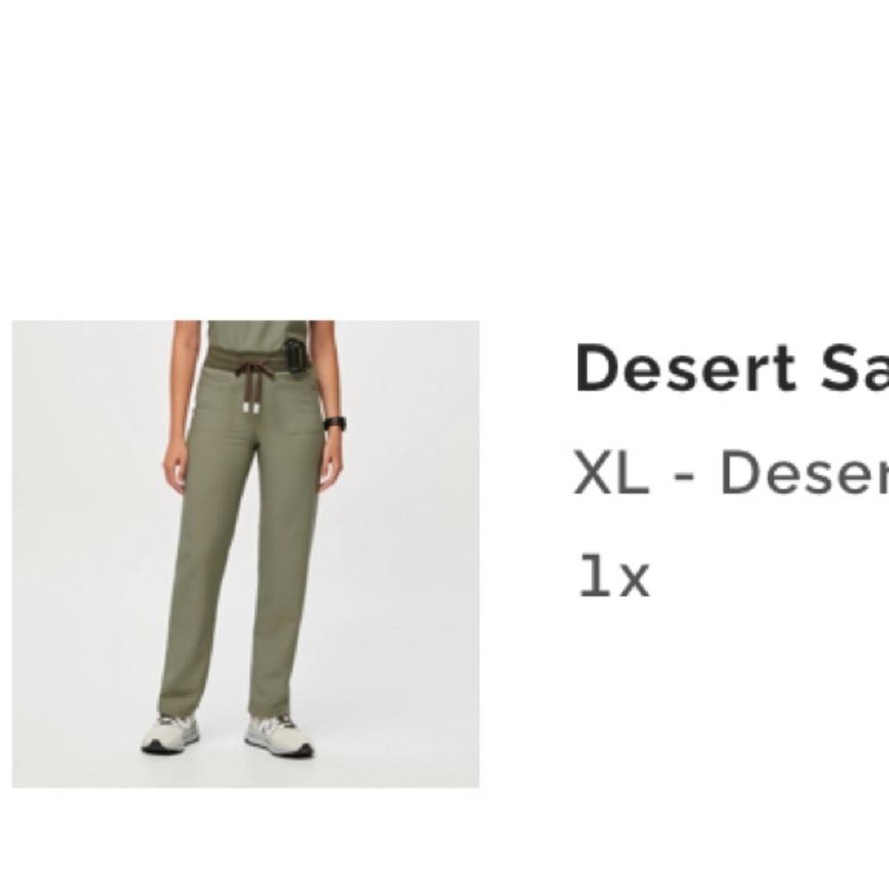 BNWT Xl Figs reversible pants in sage and bone.